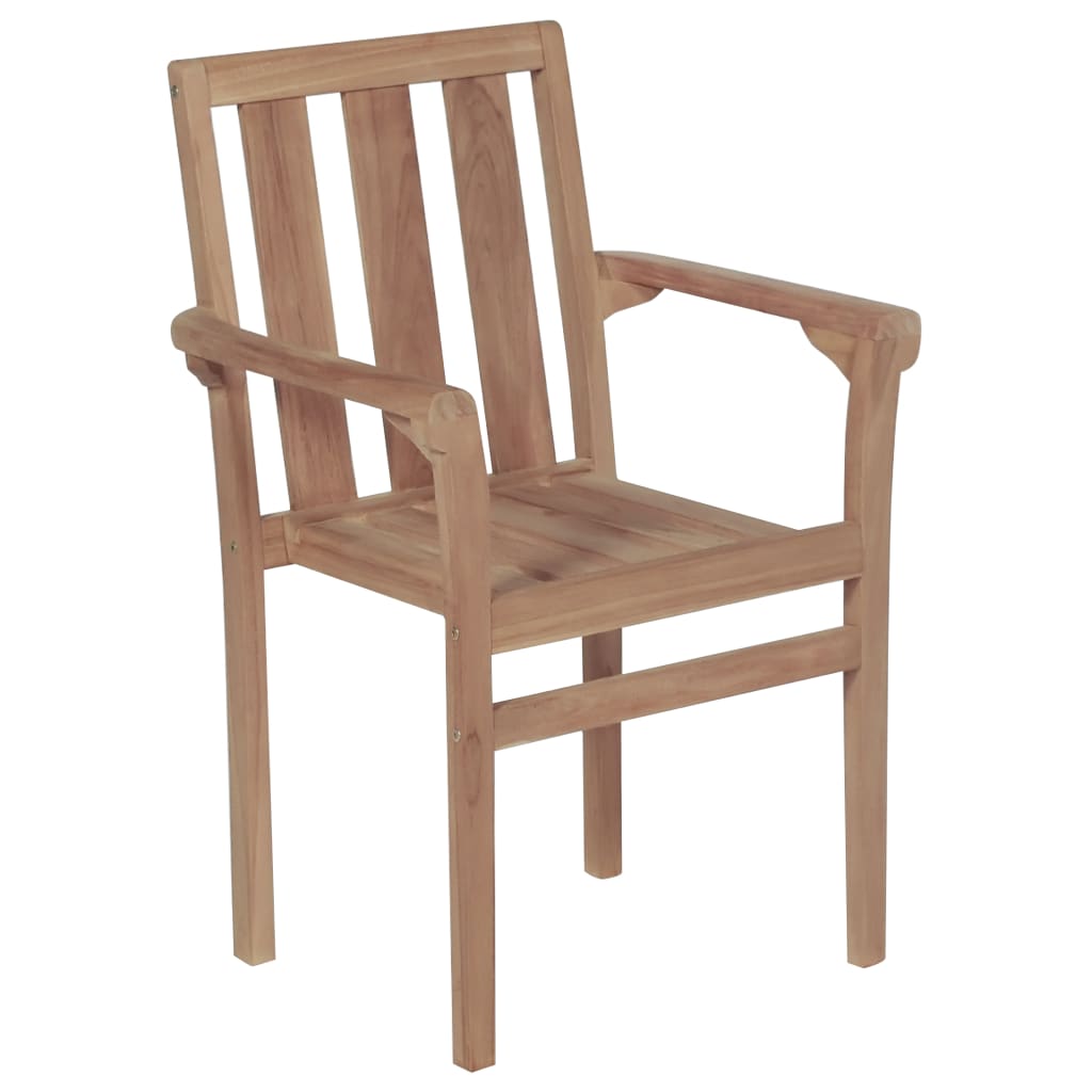 Stohovatelné Zahradní Židle 4 Ks Masivní Teak