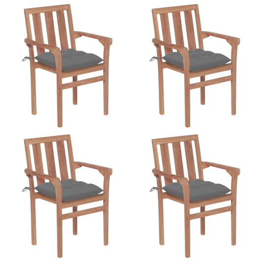 Stohovatelné Zahradní Židle S Poduškami 4 Ks Masivní Teak