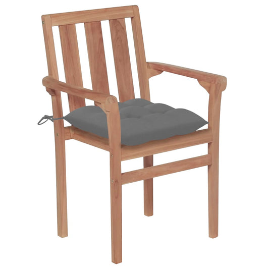 Stohovatelné Zahradní Židle S Poduškami 4 Ks Masivní Teak