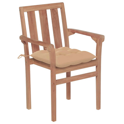 Stohovatelné Zahradní Židle S Poduškami 4 Ks Masivní Teak