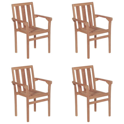 Stohovatelné Zahradní Židle S Poduškami 4 Ks Masivní Teak