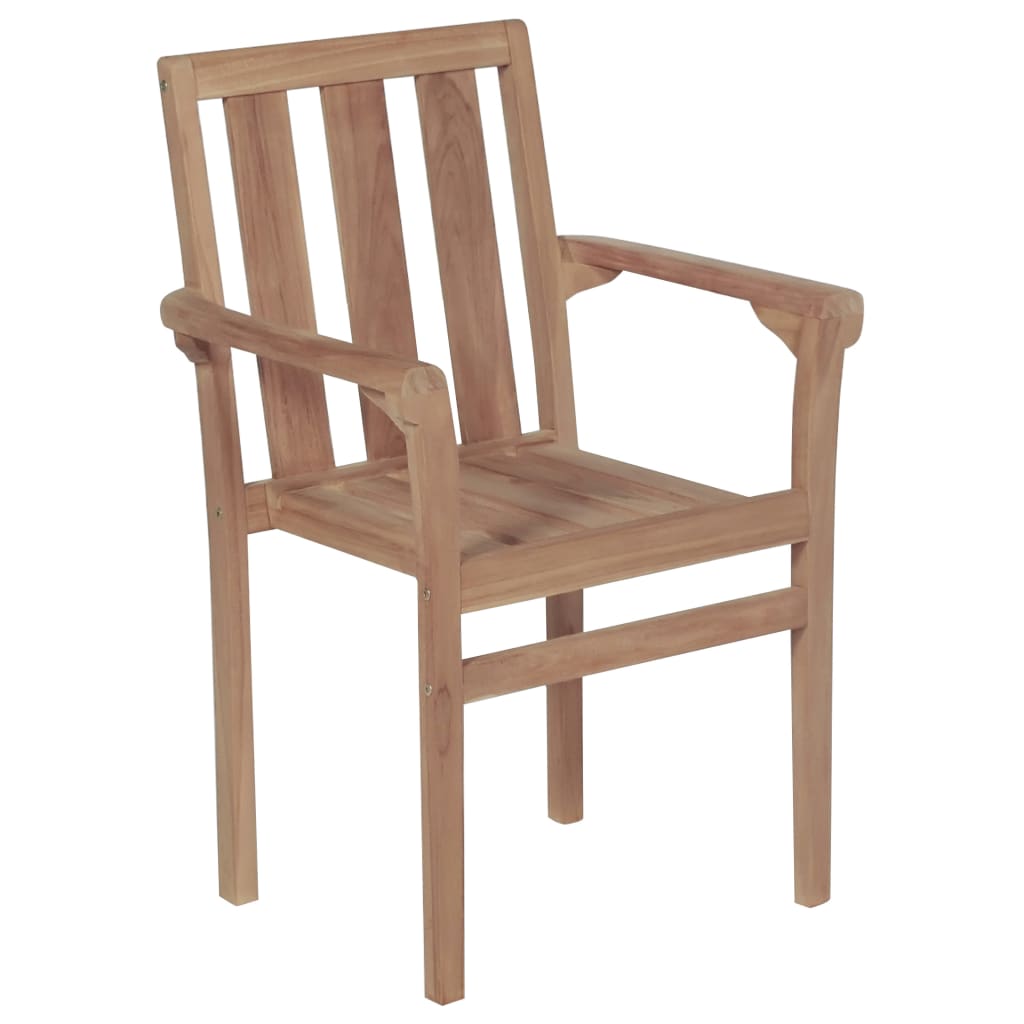 Stohovatelné Zahradní Židle S Poduškami 4 Ks Masivní Teak