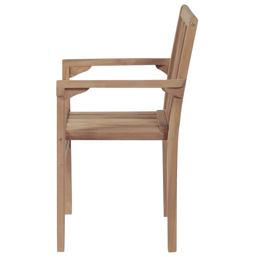 Stohovatelné Zahradní Židle S Poduškami 4 Ks Masivní Teak