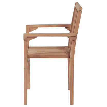 Stohovatelné Zahradní Židle S Poduškami 4 Ks Masivní Teak