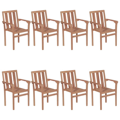 Stohovatelné Zahradní Židle S Poduškami 8 Ks Masivní Teak