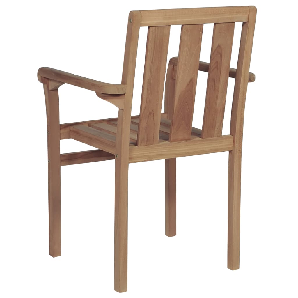 Stohovatelné Zahradní Židle S Poduškami 8 Ks Masivní Teak