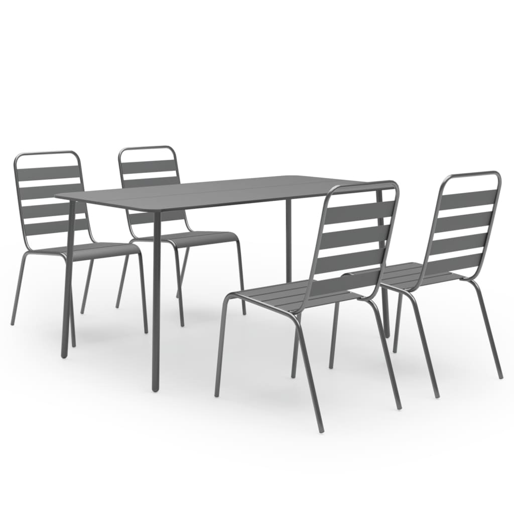 5Dílný Zahradní Jídelní Set Ocel Tmavě Šedý