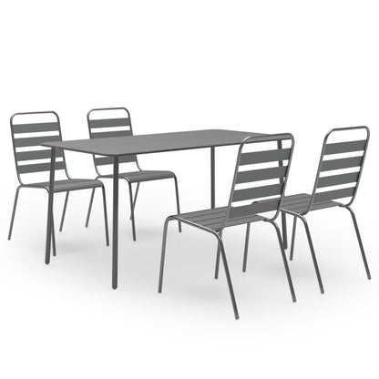 5Dílný Zahradní Jídelní Set Ocel Tmavě Šedý