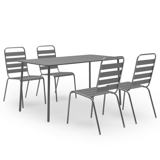 5Dílný Zahradní Jídelní Set Ocel Tmavě Šedý