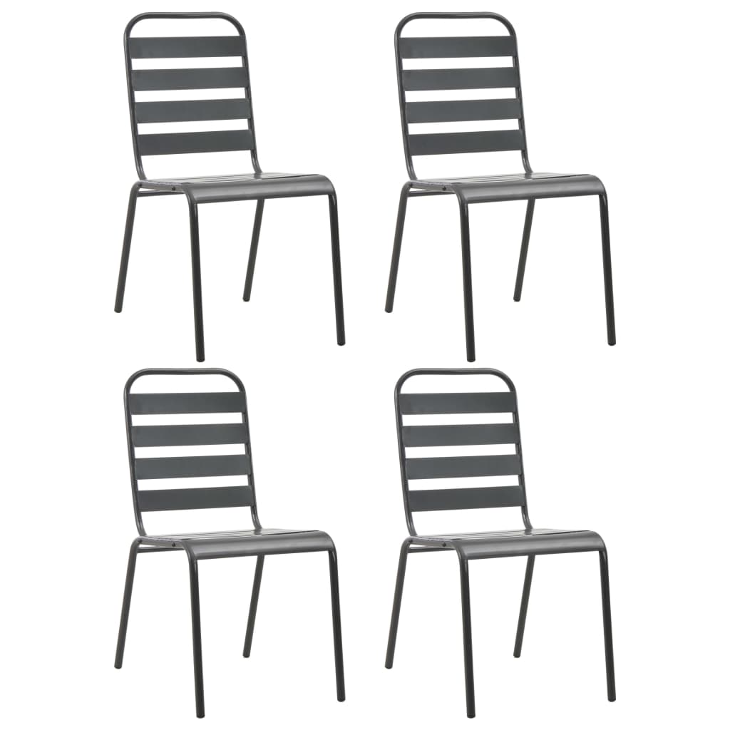 5Dílný Zahradní Jídelní Set Ocel Tmavě Šedý