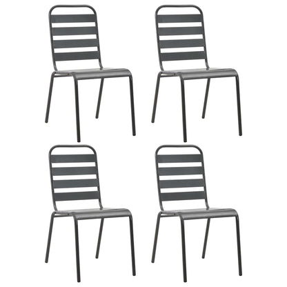 5Dílný Zahradní Jídelní Set Ocel Tmavě Šedý