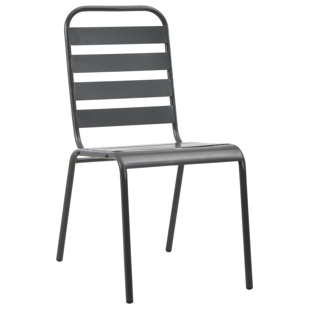 5Dílný Zahradní Jídelní Set Ocel Tmavě Šedý