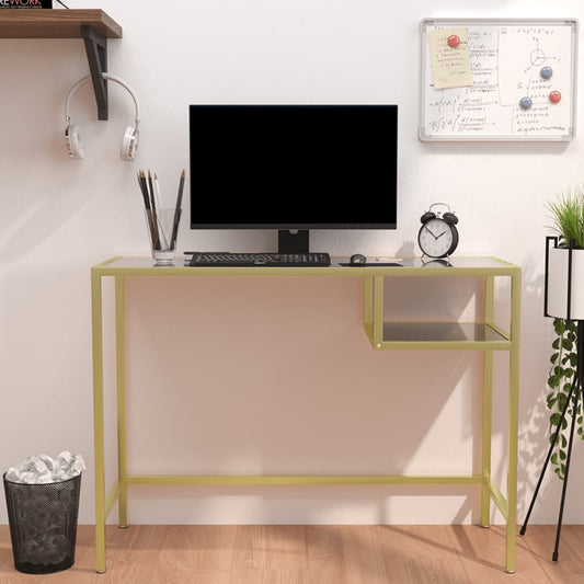 Pc Stůl Černý Mramor 100 X 36 X 74 Cm Tvrzené Sklo