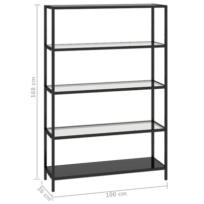 Policový Regál Černý A Průhledný 100 X 36 X 168 Cm Tvrzené Sklo