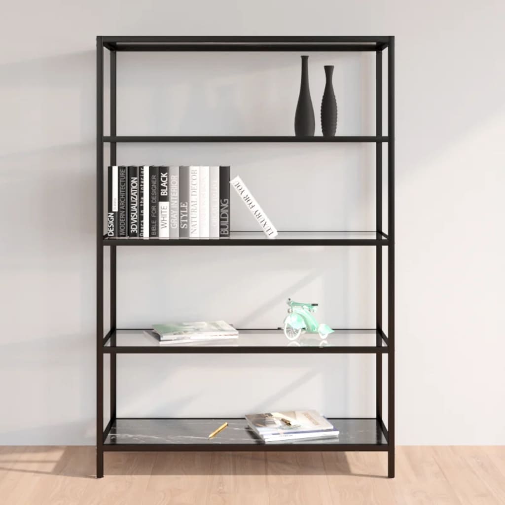 Policový Regál Černý A Průhledný 100 X 36 X 168 Cm Tvrzené Sklo