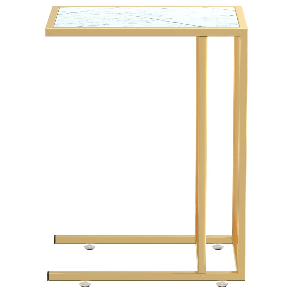 Stolek Na Notebook Bílý Mramor 50 X 35 X 65 Cm Tvrzené Sklo