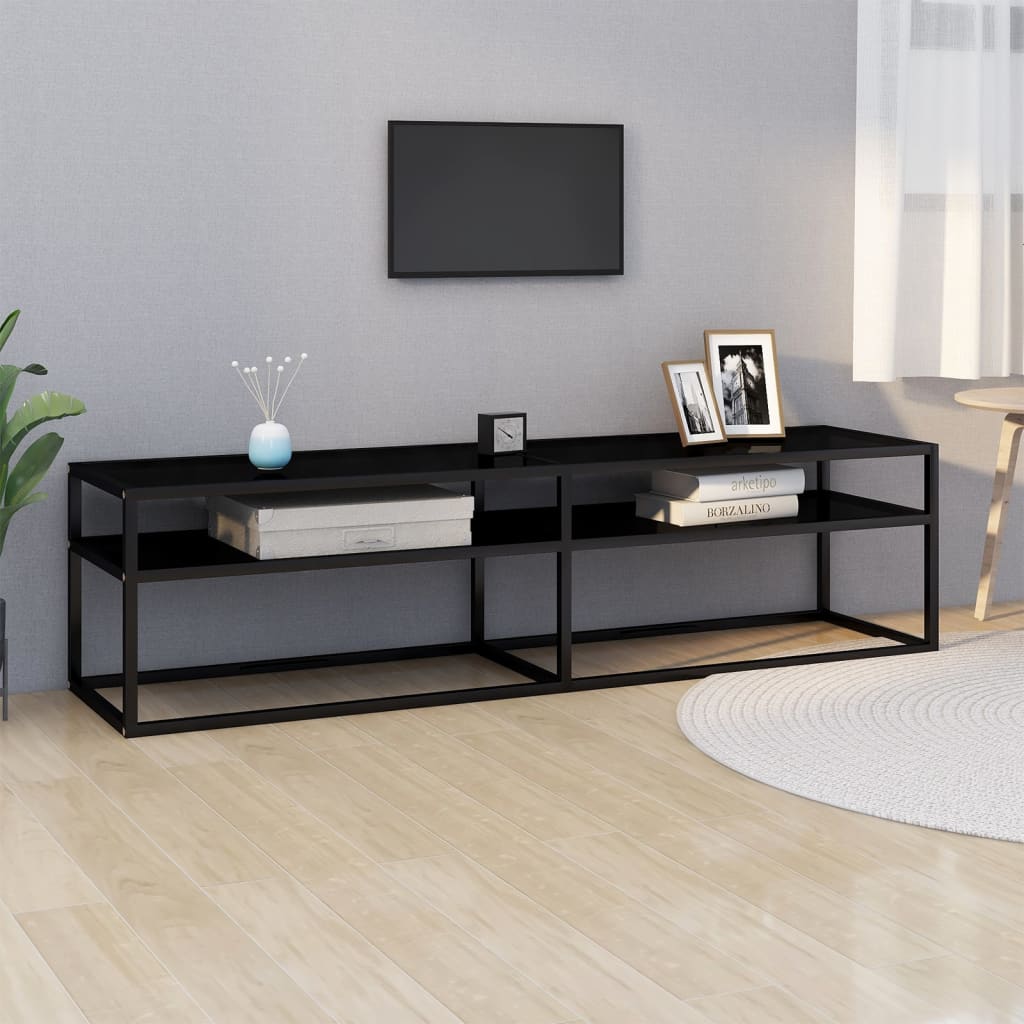 Tv Stolek Černý 160 X 40 X 40,5 Cm Tvrzené Sklo