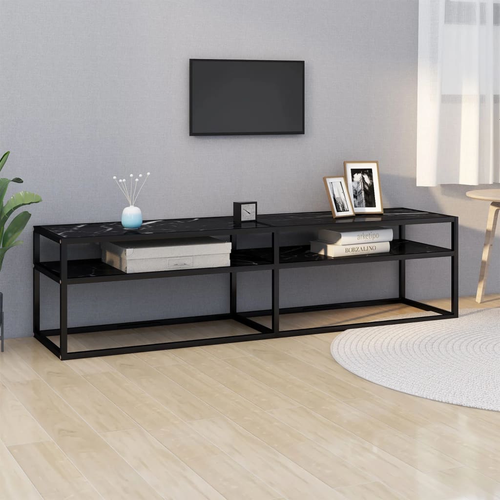 Tv Stolek Černý 160 X 40 X 40,5 Cm Tvrzené Sklo