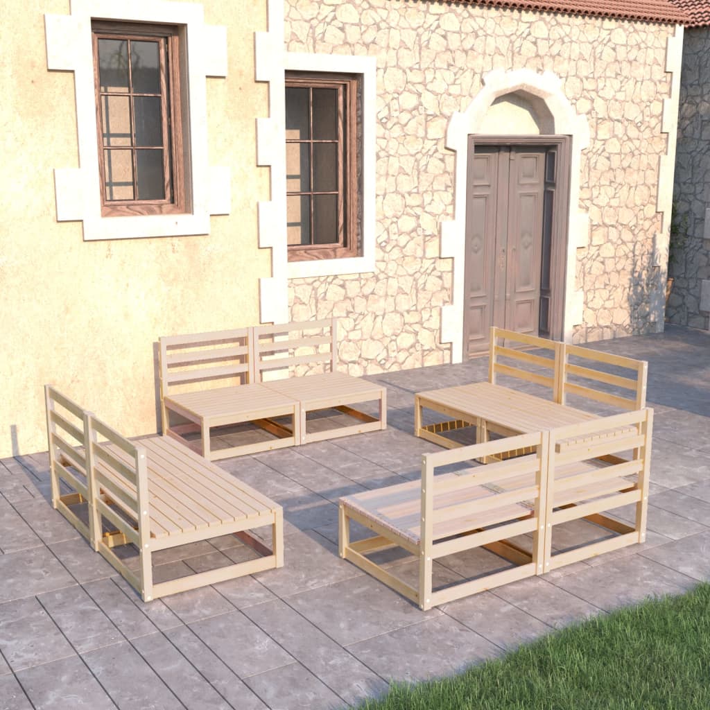 8Dílná Zahradní Sedací Souprava Masivní Borové Dřevo