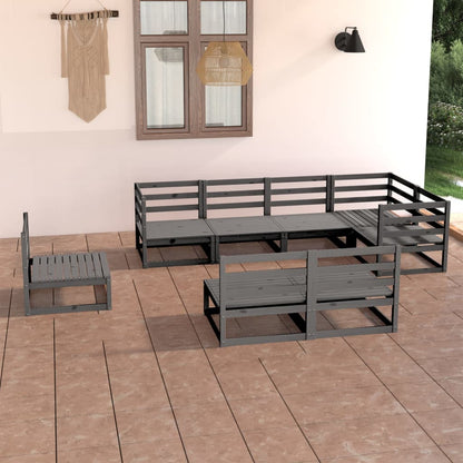 8Dílná Zahradní Sedací Souprava Šedá Masivní Borovice