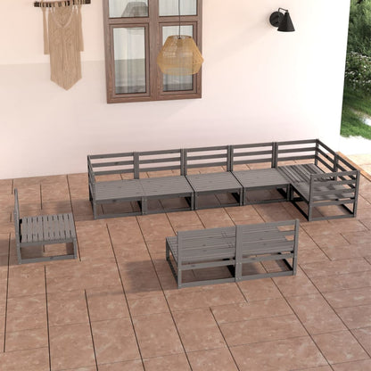 9Dílná Zahradní Sedací Souprava Šedá Masivní Borovice