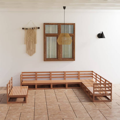 10Dílná Zahradní Sedací Souprava Medově Hnědá Masivní Borovice