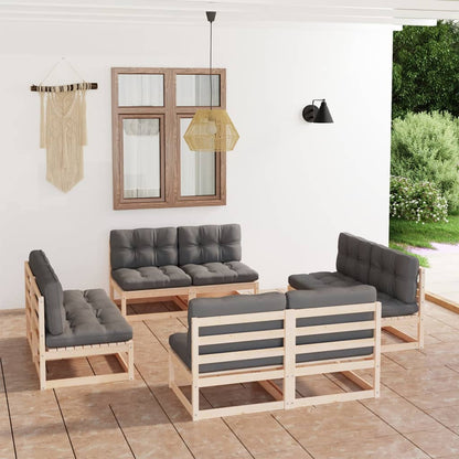 8Dílná Zahradní Sedací Souprava Masivní Borové Dřevo