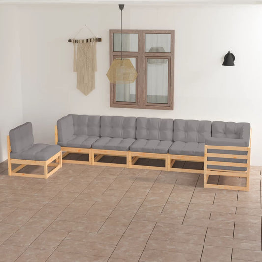 7Dílná Zahradní Sedací Souprava S Poduškami Masivní Borovice