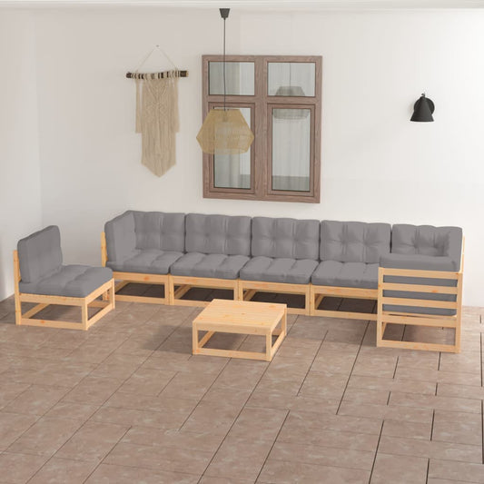 8Dílná Zahradní Sedací Souprava S Poduškami Masivní Borovice