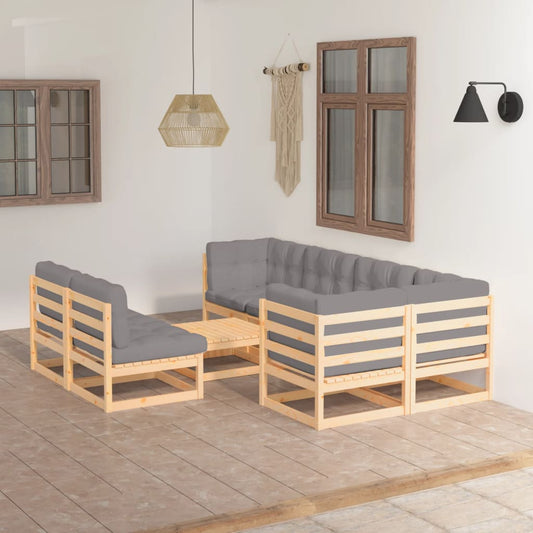 8Dílná Zahradní Sedací Souprava S Poduškami Masivní Borovice
