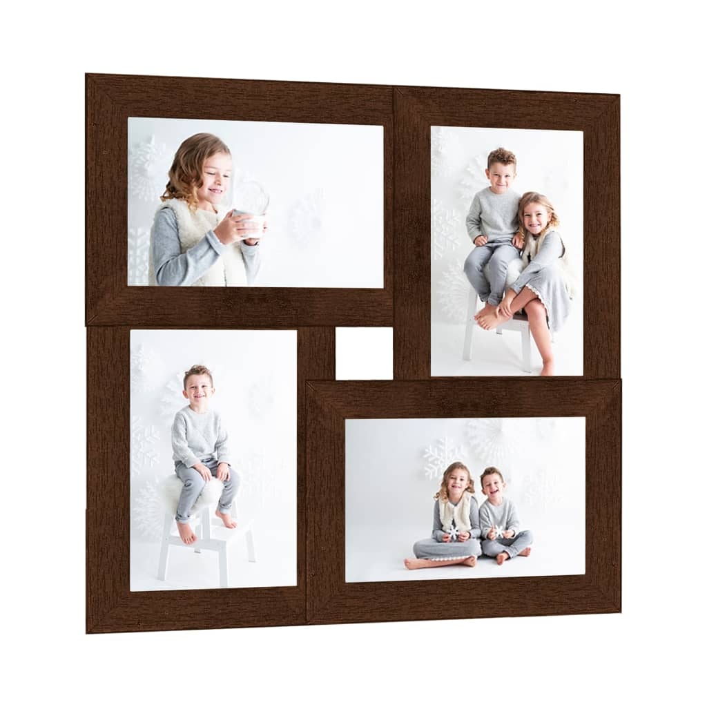 Kolážový Fotorámeček Na 4 Obrázky (10 X 15 Cm) Tmavě Hnědý Mdf