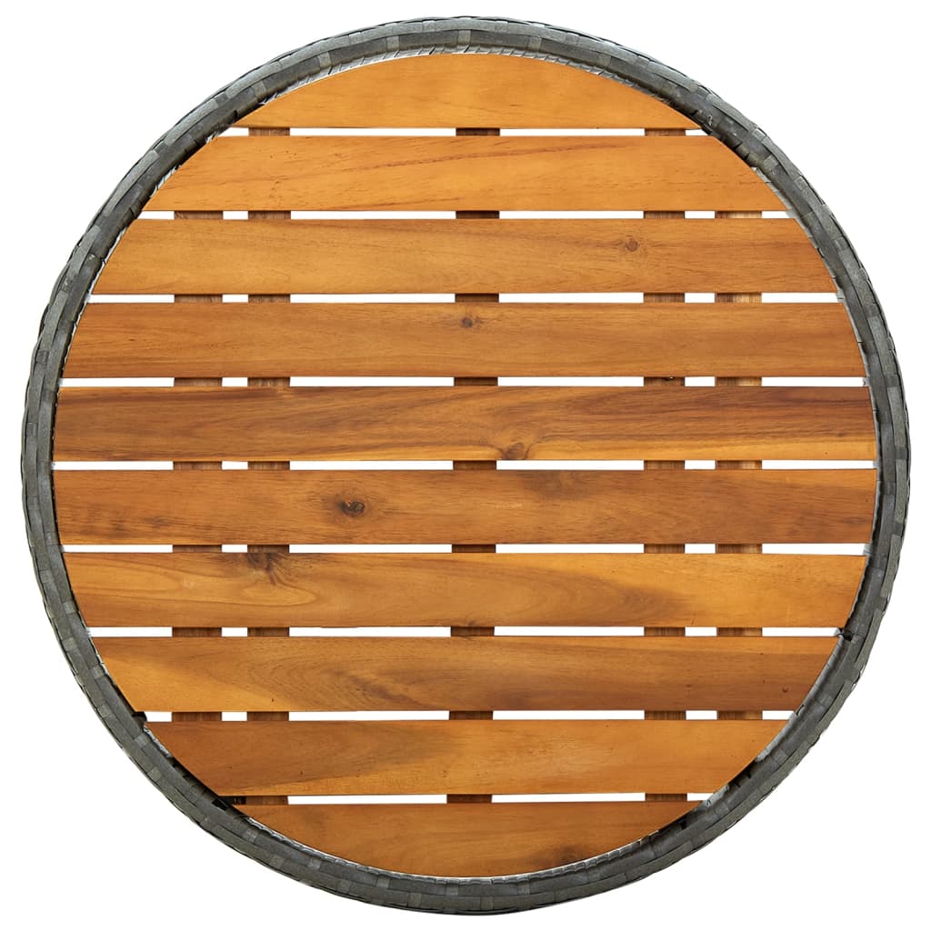 Čajový Stolek Šedý 60 Cm Polyratan A Masivní Akácie