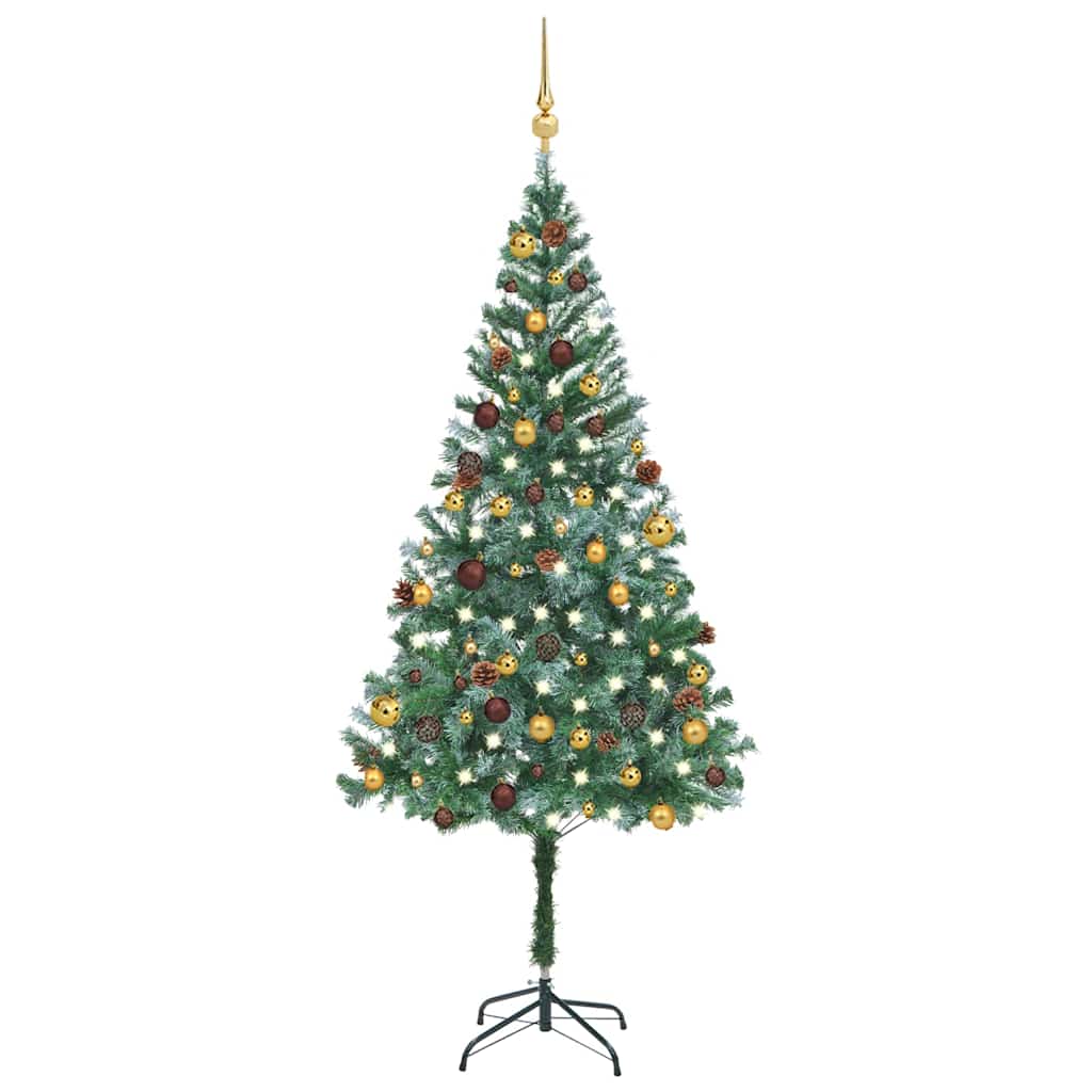 Umělý Vánoční Stromek Led Osvětlení Sada Koulí A Šišky 180 Cm