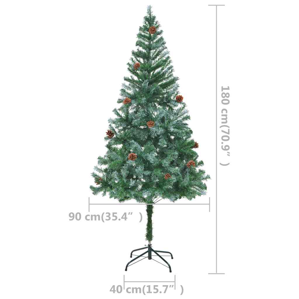 Umělý Vánoční Stromek Led Osvětlení Sada Koulí A Šišky 180 Cm