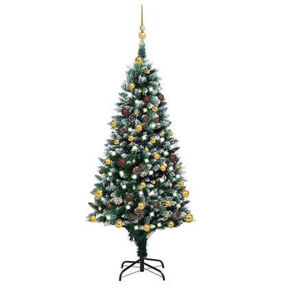 Umělý Vánoční Strom S Led A Sadou Koulí A Šiškami 150 Cm