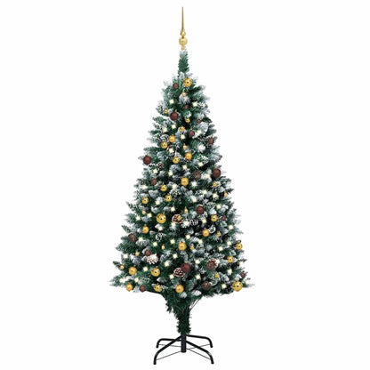 Umělý Vánoční Strom S Led A Sadou Koulí A Šiškami 150 Cm