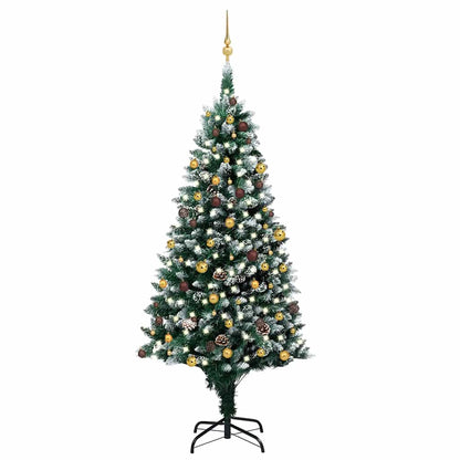 Umělý Vánoční Strom S Led A Sadou Koulí A Šiškami 150 Cm