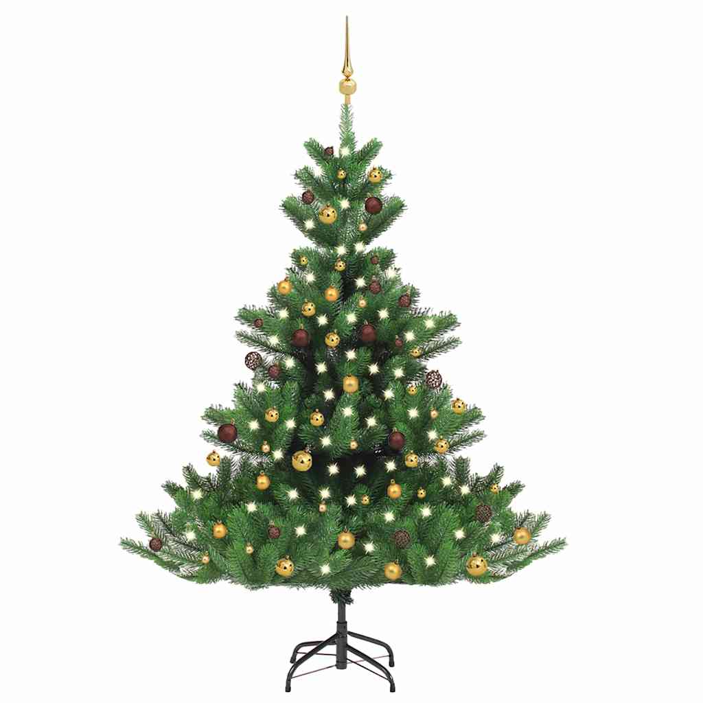 Umělý Vánoční Stromek Normandská Jedle Led A Koule Zelený 150Cm
