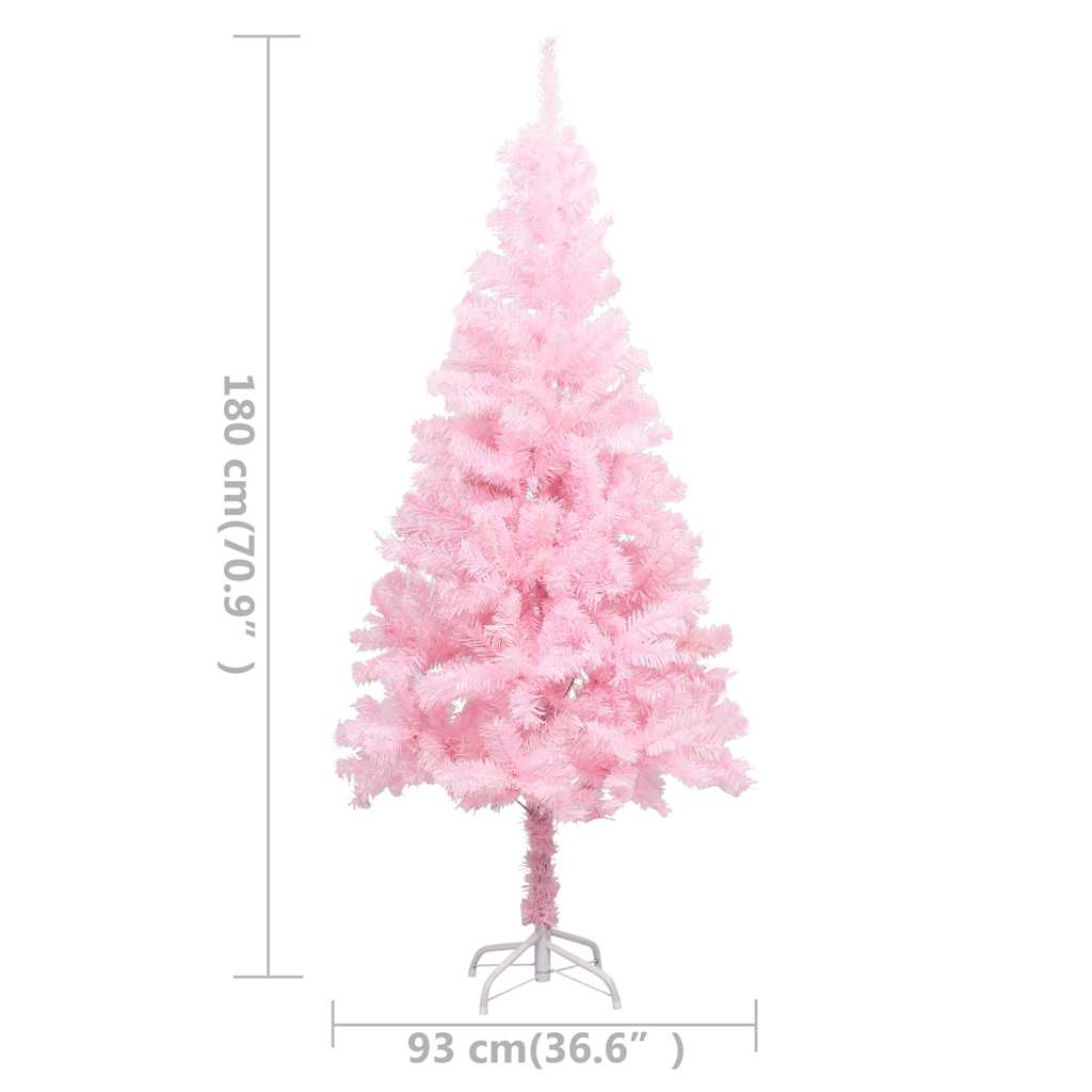 Umělý Vánoční Stromek S Led A Sadou Koulí Růžový 180 Cm Pvc