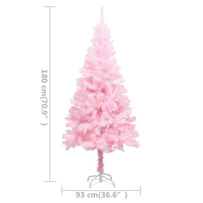 Umělý Vánoční Stromek S Led A Sadou Koulí Růžový 180 Cm Pvc