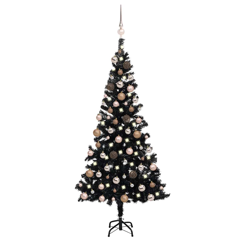 Umělý Vánoční Stromek S Led A Sadou Koulí Růžový 180 Cm Pvc