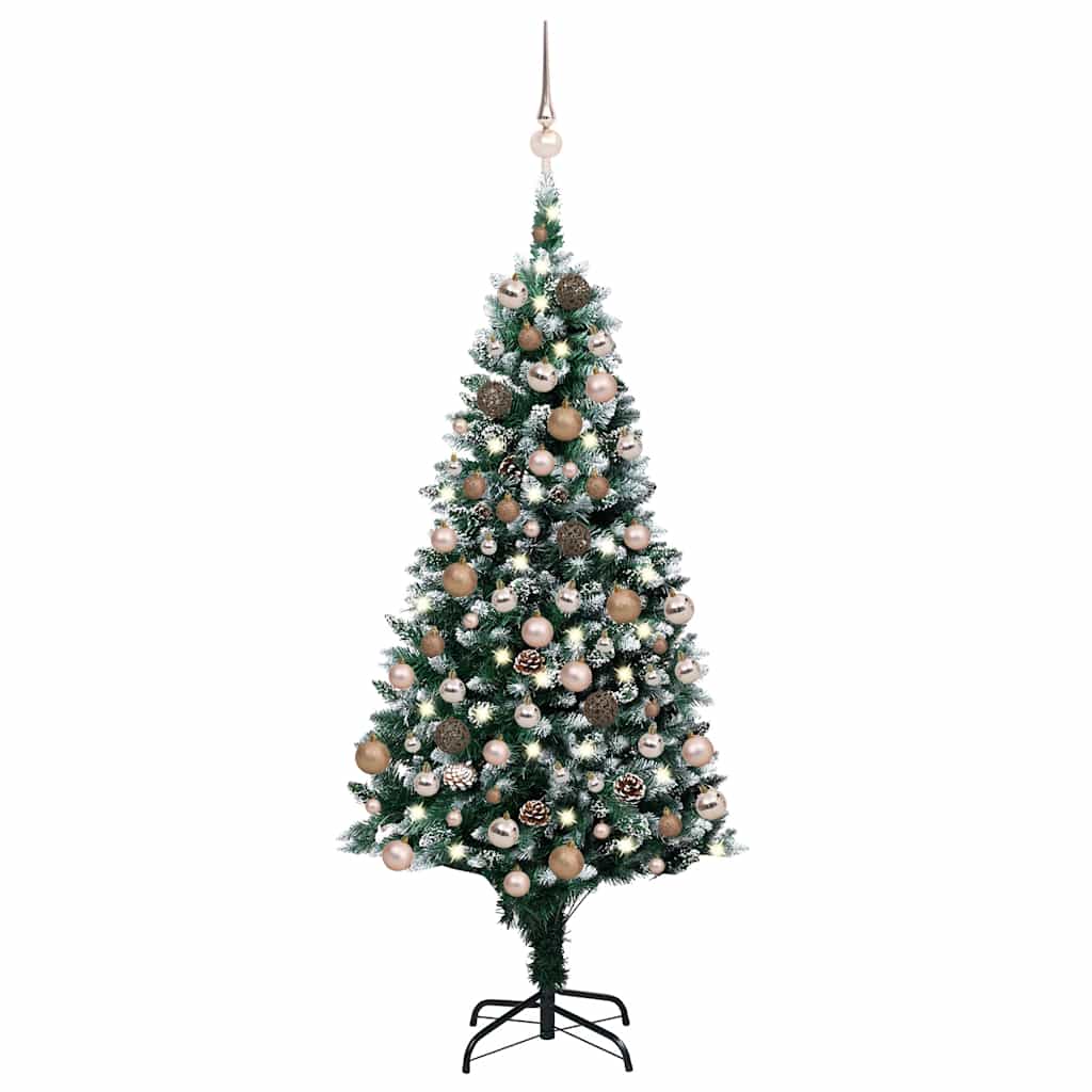 Umělý Vánoční Strom S Led A Sadou Koulí A Šiškami 150 Cm