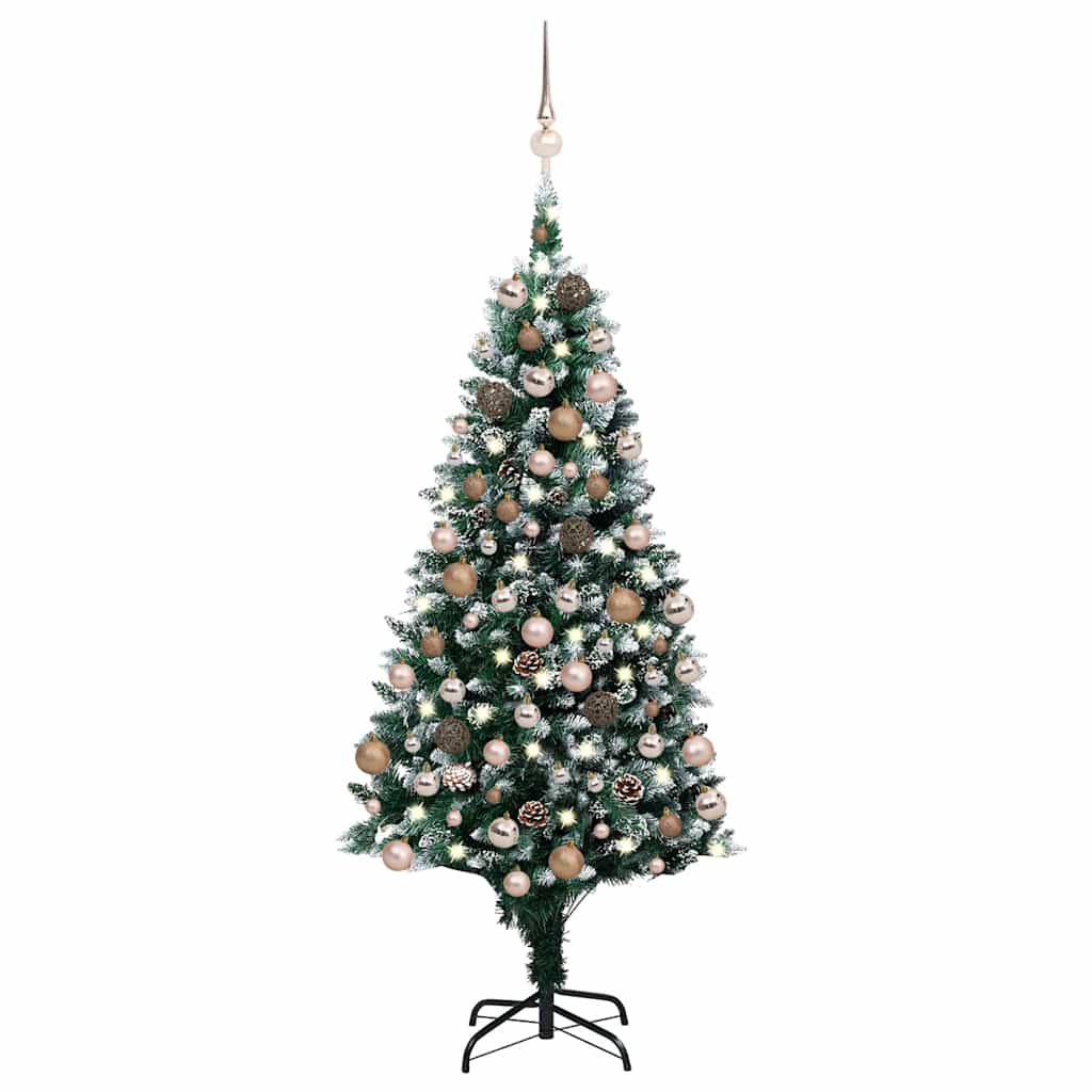 Umělý Vánoční Stromek Led Osvětlení Sada Koulí A Šišky 180 Cm Růže