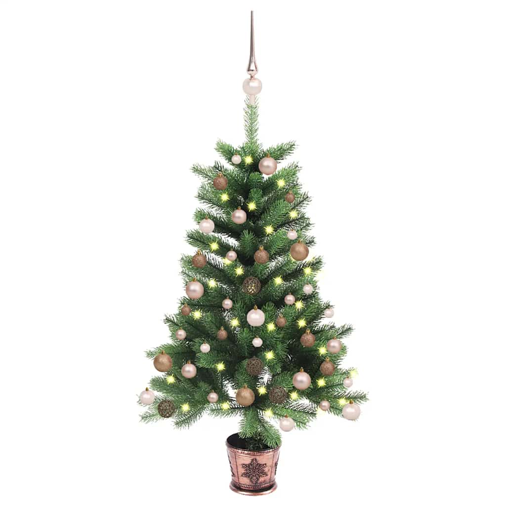 Umělý Vánoční Stromek S Led A Sadou Koulí 65 Cm Zelený