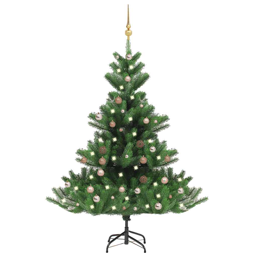 Umělý Vánoční Stromek Normandská Jedle Led A Koule Zelený 150Cm