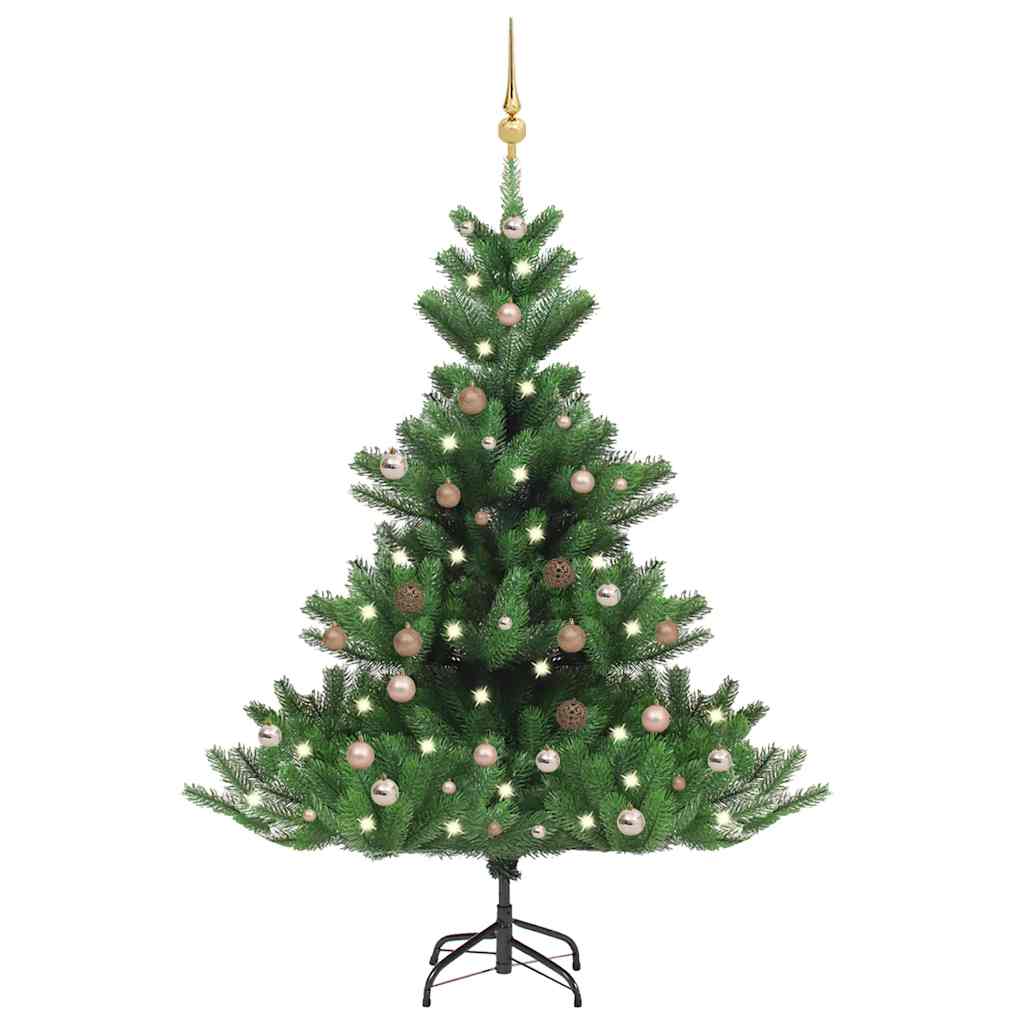 Umělý Vánoční Stromek Normandská Jedle Led A Koule Zelený 150Cm