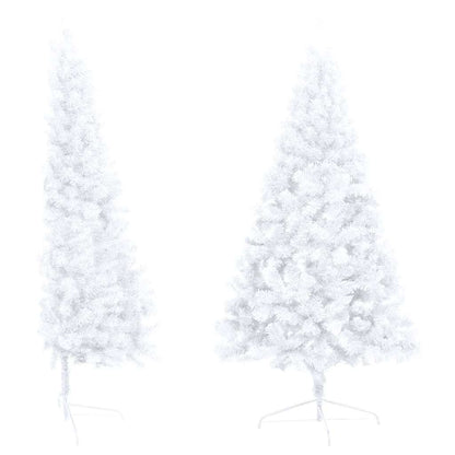 Umělý Vánoční Půl Stromek S Led A Sadou Koulí Bílý Bílá