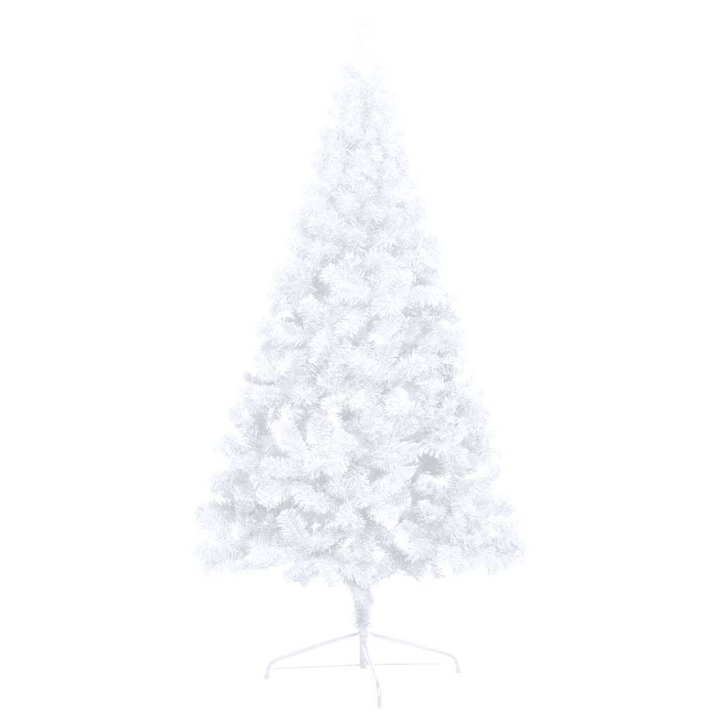 Umělý Vánoční Půl Stromek S Led A Sadou Koulí Bílý Bílá