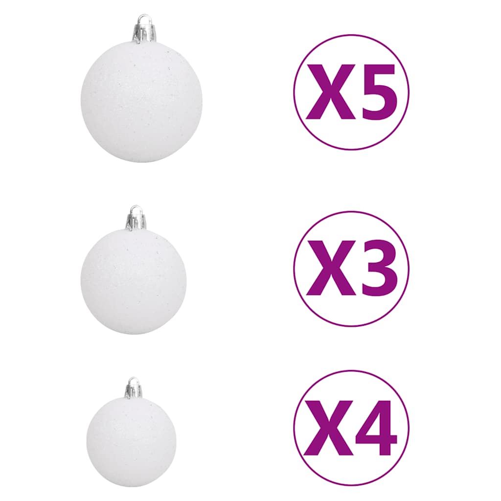 Umělý Vánoční Půl Stromek S Led A Sadou Koulí Bílý Bílá