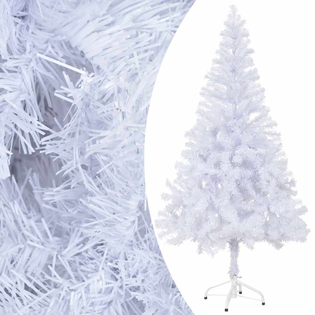 Umělý Vánoční Stromek S Led A Sadou Koulí 120 Cm 230 Větviček Bílo-Šedá